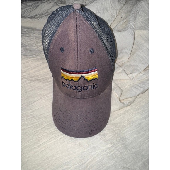 Patagonia gray brown embroidered mountain mesh SnapBack hat - Picture 1 of 5
